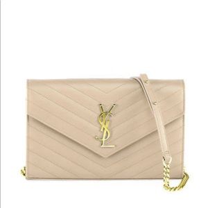Saint Laurent Matelasse Monogram YSL Wallet Chain